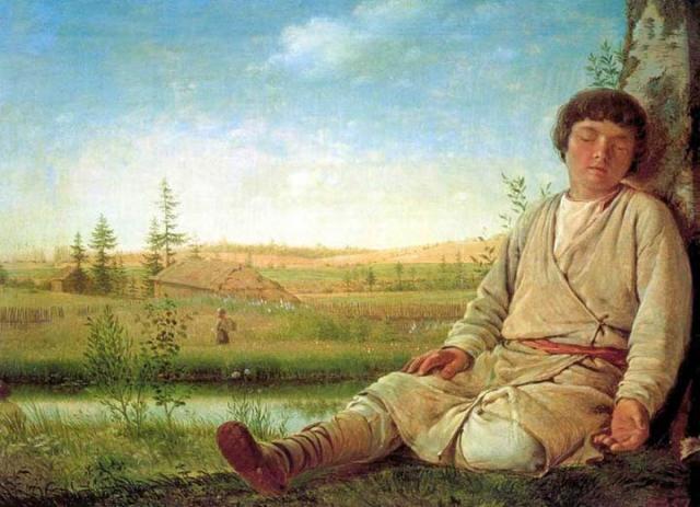 Венецианов А.Г. Спящий пастушок. 1823-1826 гг. Государственный Русский музей.